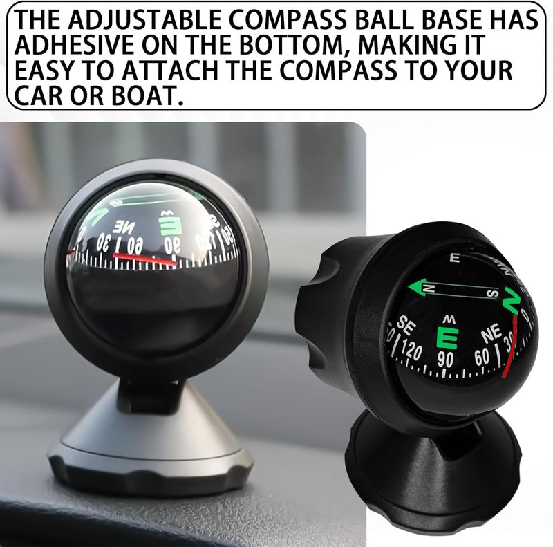 UZZH Compass for Car, Automotive Dashboard Accessories Car Compass Ball with Bottom Stick for Car Boat Jeep Off Road to Find Direction, Auto Compass Navigation Hiking Direction Pointing Guidance - Image 5